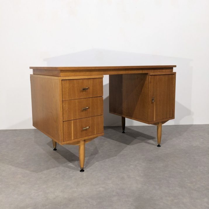 Bureau chêne clair mid-century