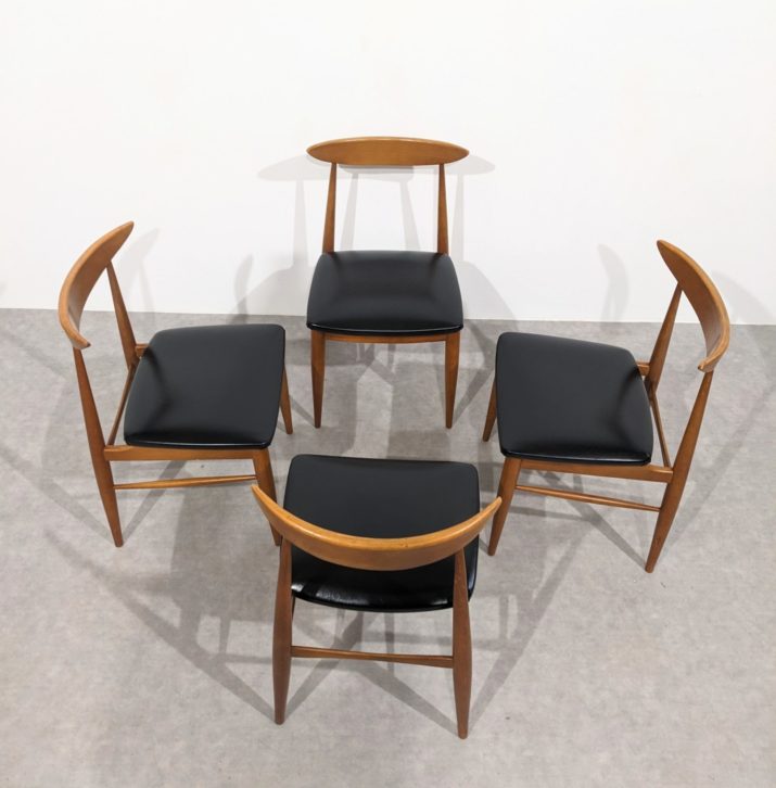 Suite de quatre chaises vintage mid-century – Image 5