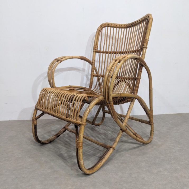 Fauteuil en rotin sixities