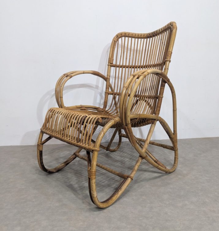 Fauteuil en rotin sixities