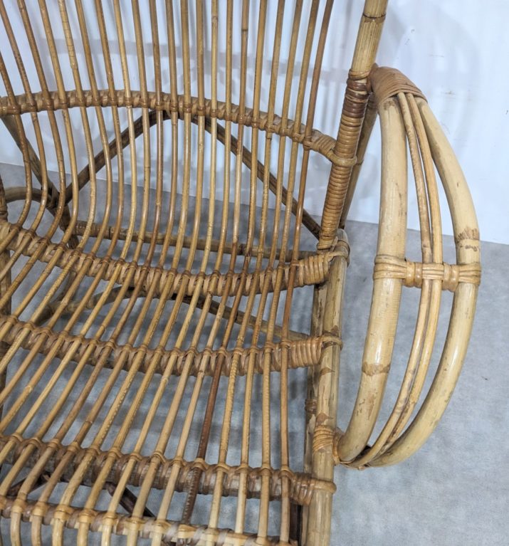 Fauteuil en rotin sixities – Image 4