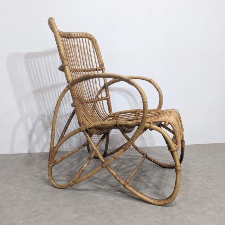 Fauteuil en rotin sixities – Image 2