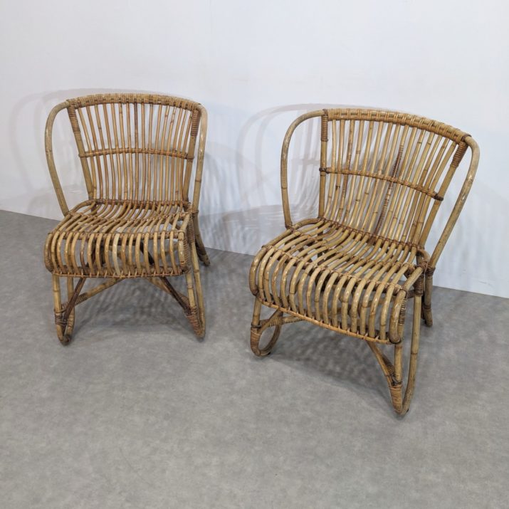 Duo de fauteuils en rotin