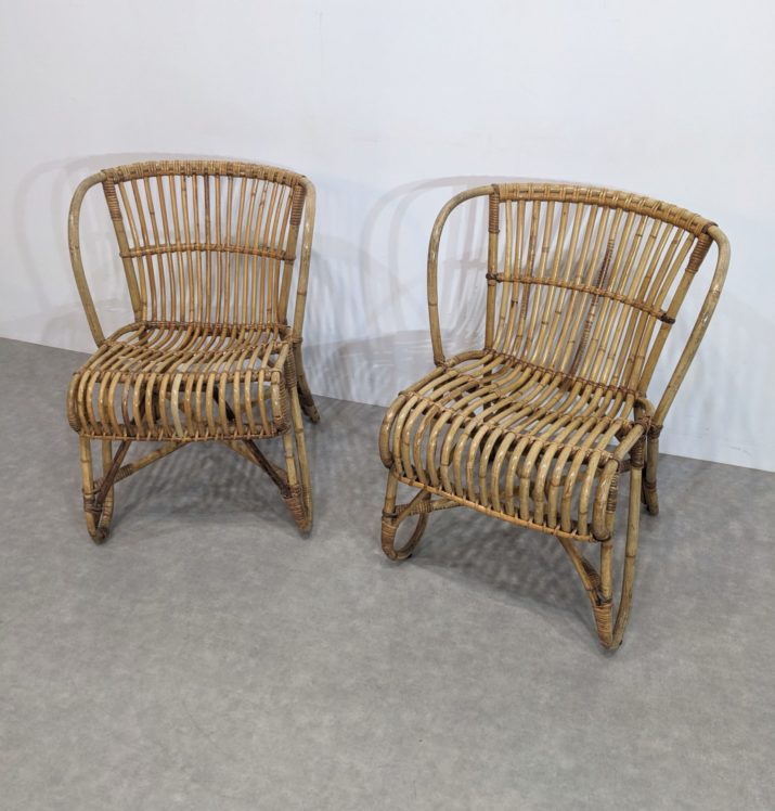 Duo de fauteuils en rotin