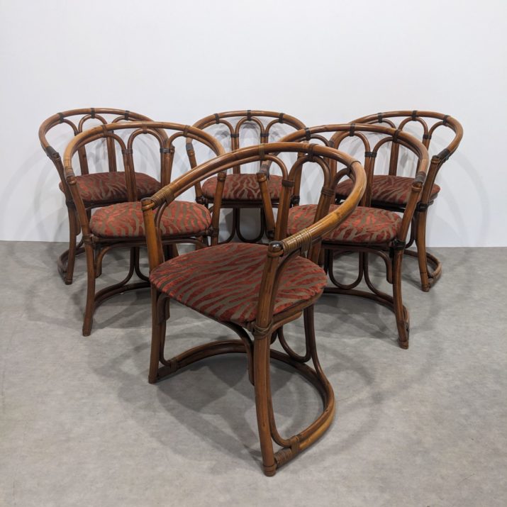 Suite de 6 chaises  bambou