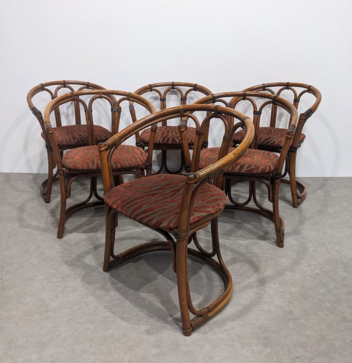 Suite de 6 chaises  bambou