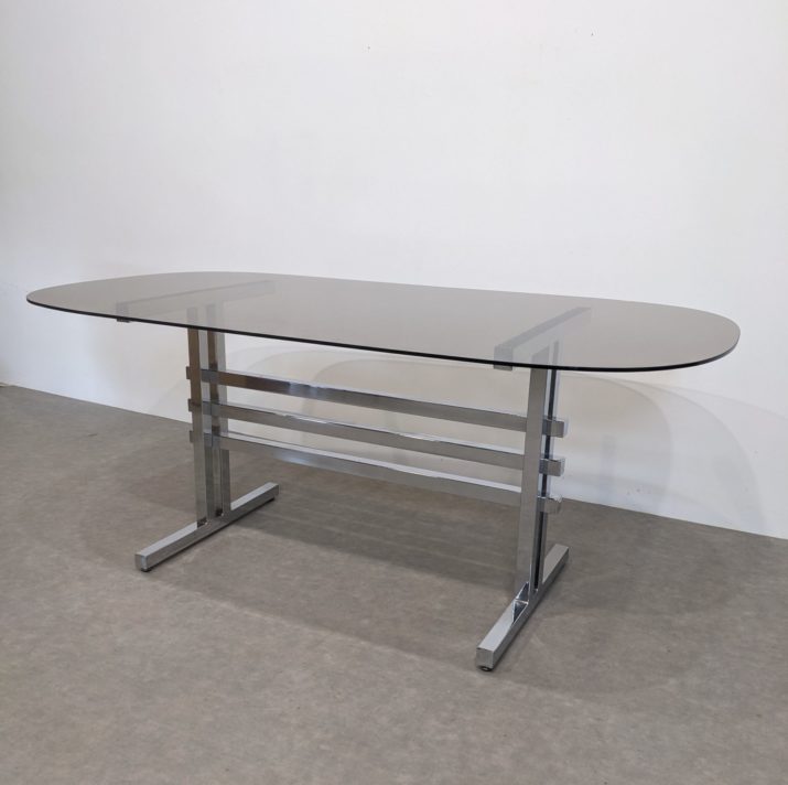 Table verre fumé 70s