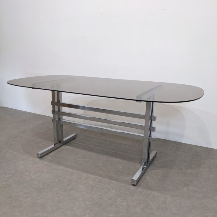 Table verre fumé 70s