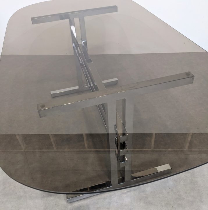 Table verre fumé 70s – Image 2