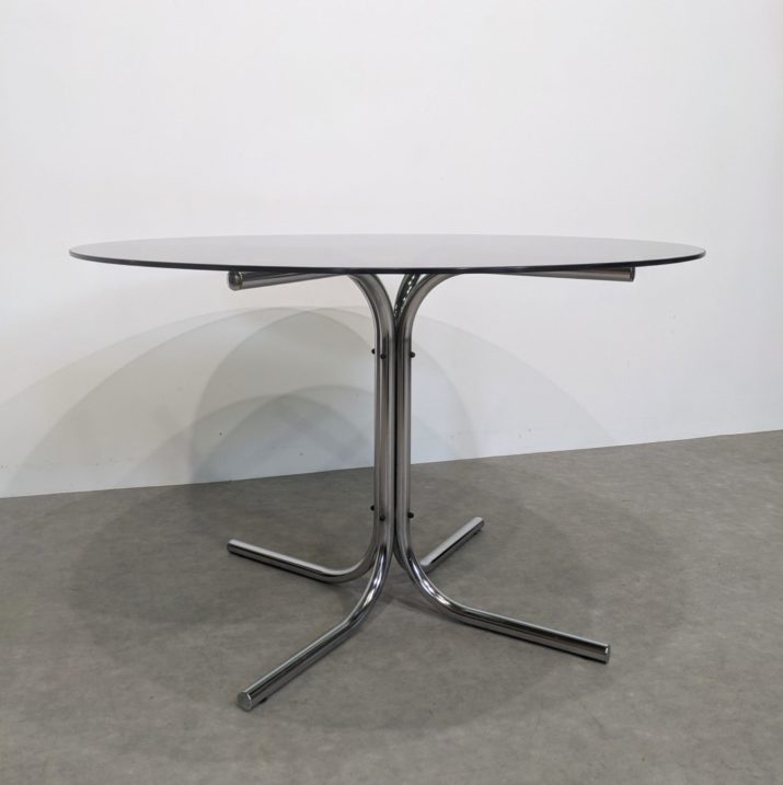Table ronde chrome & verre – Image 4