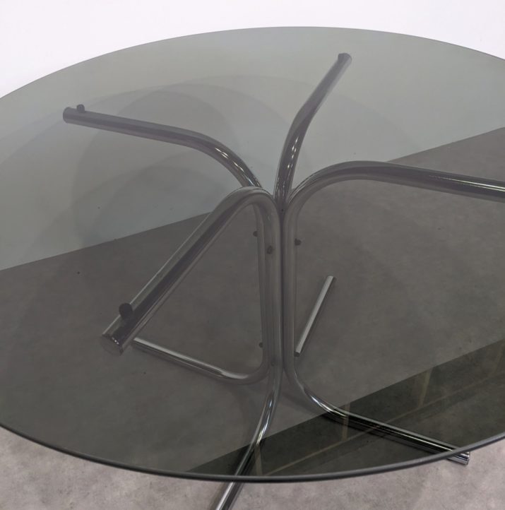 Table ronde chrome & verre – Image 3