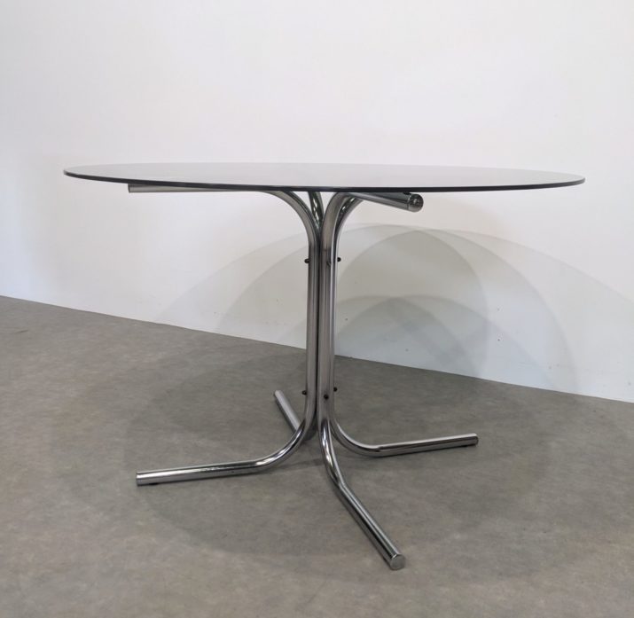 Table ronde chrome & verre – Image 2