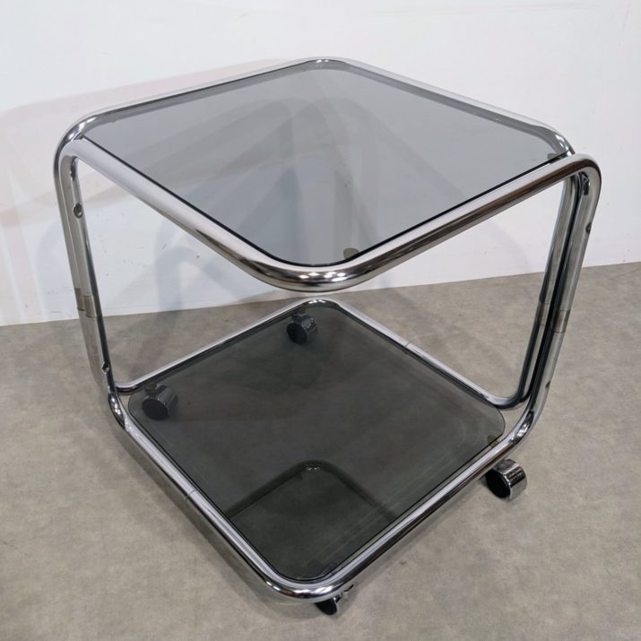 Table chrome et verre fumé 1970s