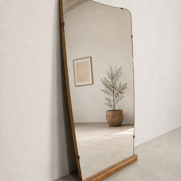 Grand miroir libre à poser Mid-Century
