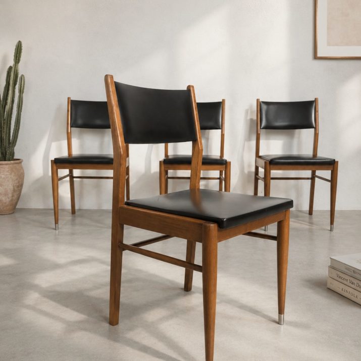 Ensemble de 4 chaises skaï noir