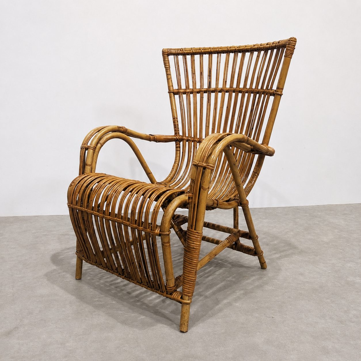 Fauteuil en rotin naturel — 1970 – Image 4