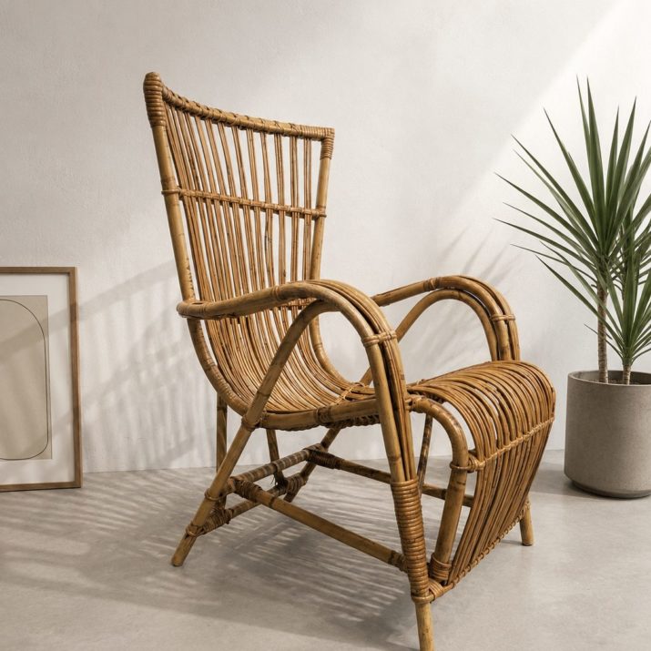 Fauteuil en rotin naturel — 1970