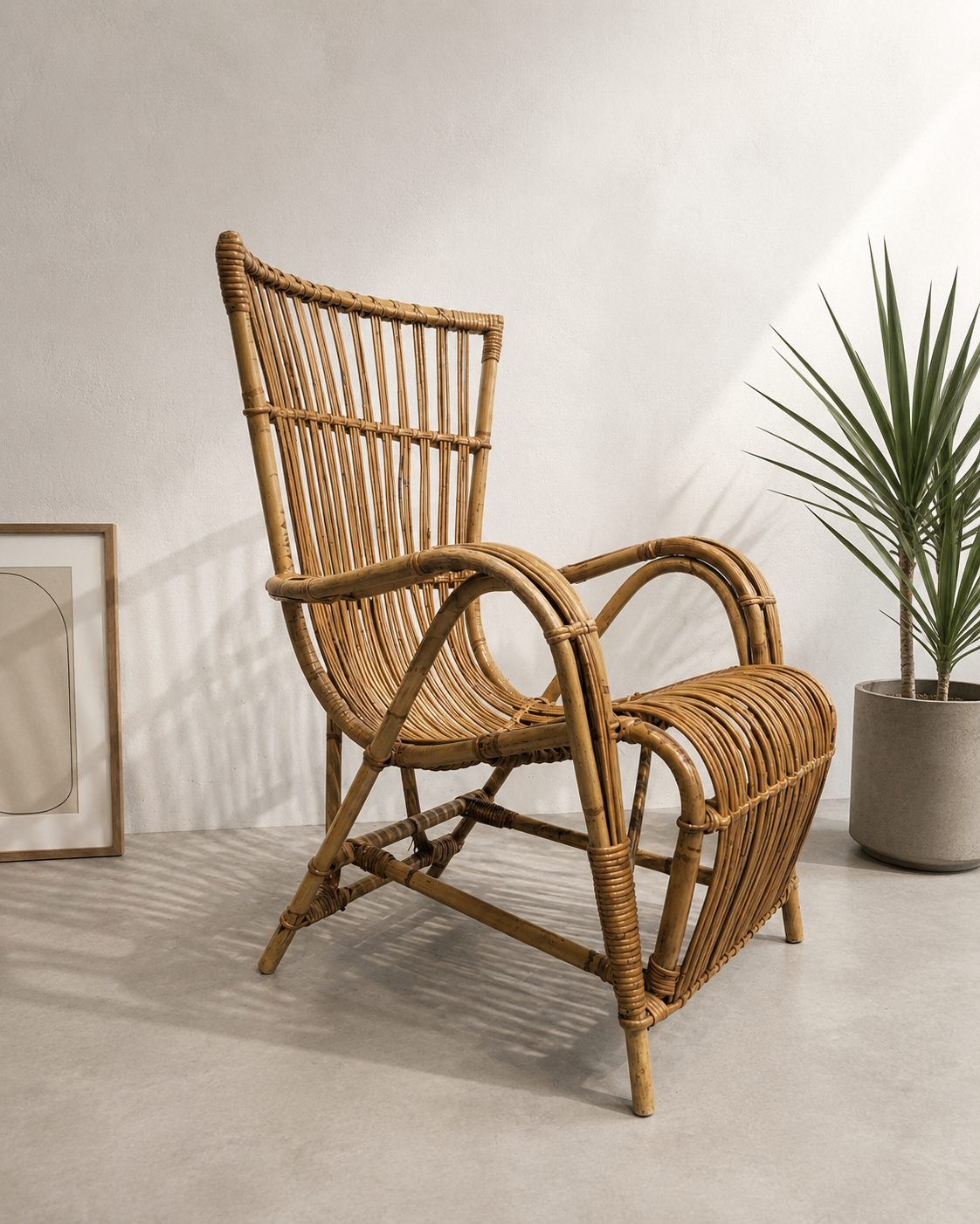 Fauteuil en rotin naturel — 1970