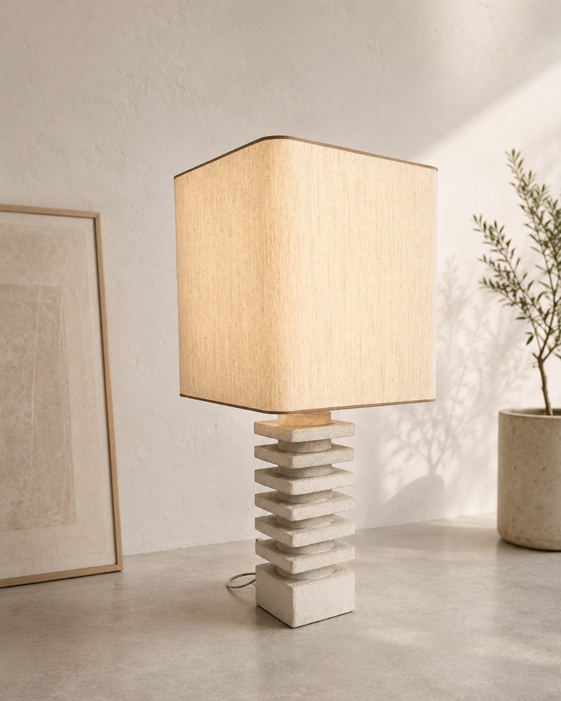 Grande lampe brutaliste circa 1970