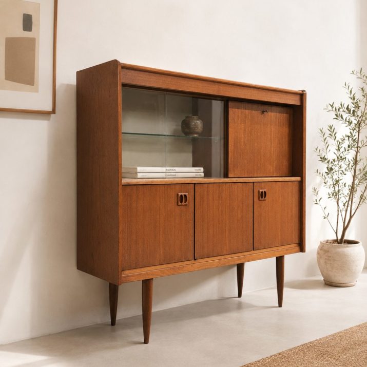 Highboard scandinave vintage en teck