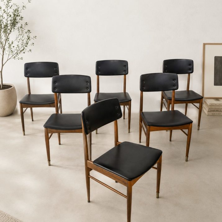 Lot de six chaises vintage scandinaves